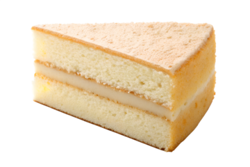 Plain Sponge Cake Slice Isolated on transparent background