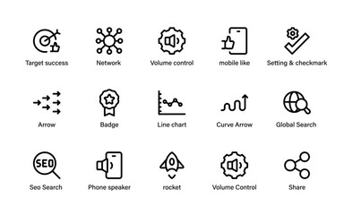 Digital business and productivity icons pack. Analytics, email, shopping, SEO, target, marketing, finance, and growth concepts collection.