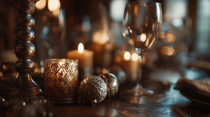 Soft candlelight, crystal glass, ornate ornaments!