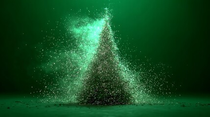 Green particle cone forming luminous festive trees