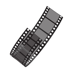 Fototapeta premium Curved 35mm film strip vector illustration isolated on white background, Vector illustration