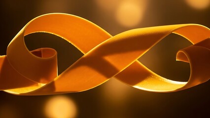 Abstract golden ribbon forming infinity symbol against a blurred background