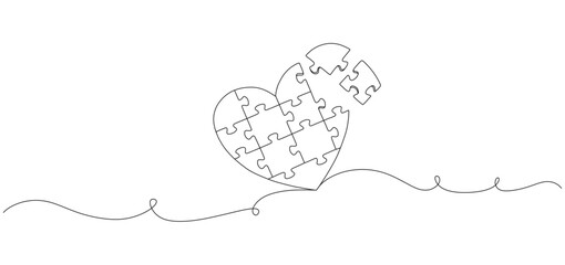 love shaped puzzle vector line art design eps 2