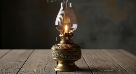 old lamp on wooden table