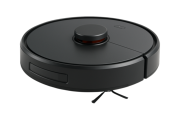 Home robotic vacuum cleaner isolated on transparent background.