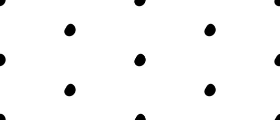 Simple polka dot pattern with even black circles. White seamless background with minimal sprinkle design. Vector illustration on an isolated background.