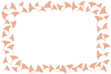 Orange ginkgo leaf frame illustration with transparent background / オレンジ色の銀杏の葉フレーム 透過背景