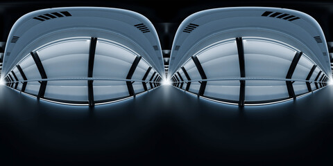 Futuristic interior space with ambient lighting 360 vr panorama