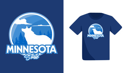 minnesota state with beautiful views and wolf silhouettes