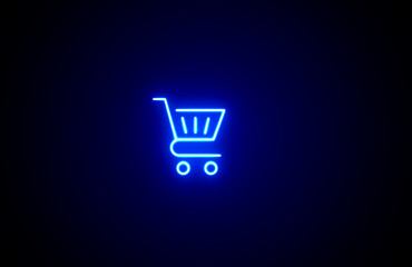 Neon glowing color Shopping cart icon on black background. shopping cart icon with a glowing or neon effect. Neon shopping basket icon. Buying cart. Buying icon. Buy icon basket.