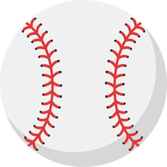 Classic white baseball with red stitching vector illustration.