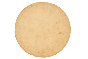 Round old paper texture on a transparent background, vintage parchment background with grunge details