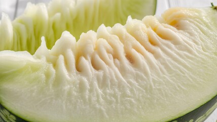 Close-up of fresh melon's juicy pulp and seeds