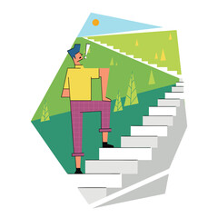 A person climbing the stairs.