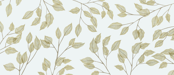 Abstract art background with a leaf pattern on branches. Botanical foliage banner for decor, prints, posters, wallpaper, packaging, and interior design.