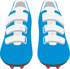 A pair of blue cycling shoes with white velcro straps vector illustration.