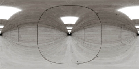 Minimalist concrete corridor interior 360 vr panorama
