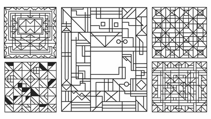 Obraz premium A Collection of Intricate Geometric Patterns and Abstract Designs in Black and White