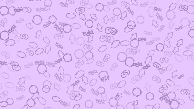 Violet pattern ideal for background designs with scattered shapes. Ideal for textile printing, wallpaper, packaging, and graphic design projects