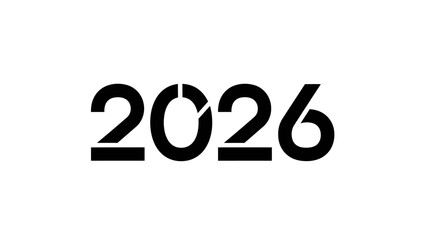 Bold black numbers representing the year 2026 in a minimalist design on a white background