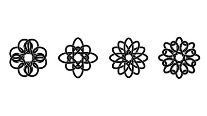 collection of ornamental celtic knot designs as black vector graphics on white background