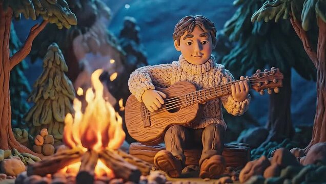 Claymation Serenade - A Boys Campfire Guitar Performance in the Woods.