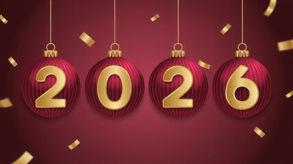 Elegant 2026 New Year celebration with decorative red ornaments and go