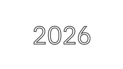 The year 2026 displayed with a clean and minimalist font on a white background