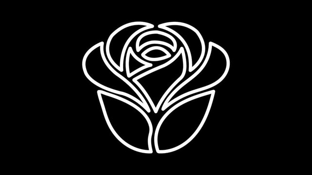 Elegant black rose logo with white outline on clean background