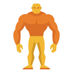 Fototapeta premium Muscular cartoon superhero with orange and yellow colors standing strong