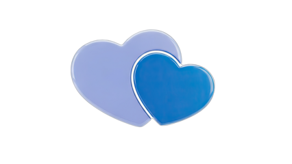 Two Blue Hearts Overlapping on White Background