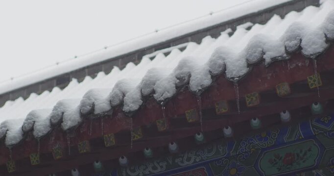 Dai Temple ancient buildings and historical sites in heavy snow