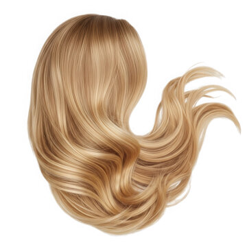 Wavy blonde hair extension isolated on transparent background