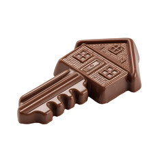 Chocolate house key  isolated on a transparent background