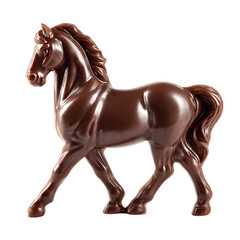 Chocolate horse figurine walking isolated on a transparent background