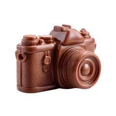 Chocolate camera sculpture  isolated on a transparent background