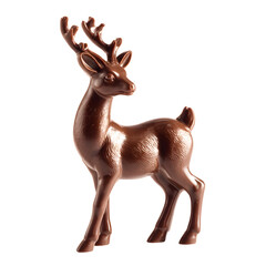 Chocolate reindeer figurine isolated on a transparent background