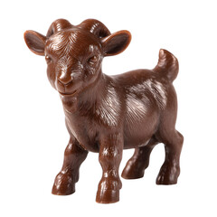 Chocolate goat candy in brown color isolated on a transparent background