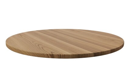 Round wooden cutting board on white background