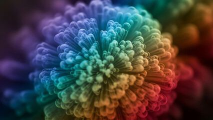 Vibrant rainbow colored microscopic organism or virus