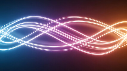 Naklejka premium Vibrant neon light trails in colorful gradient background