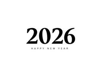Happy New Year 2026 – Outline Number Typography Design
