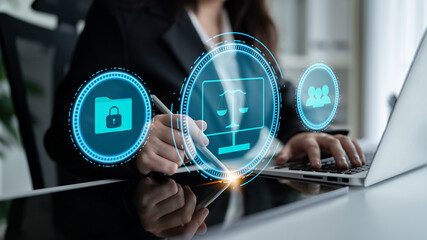 Data privacy protection and cyber law regulation. A concept of digital justice, user rights, and security policy for information protection online. Motif