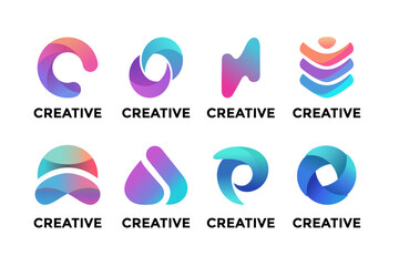 Modern Abstract Gradient Logo Bundle - 8 Creative Colorful Branding Icons