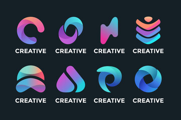 Premium Abstract Gradient Logo Bundle - 8 Vibrant Geometric Identity Icons