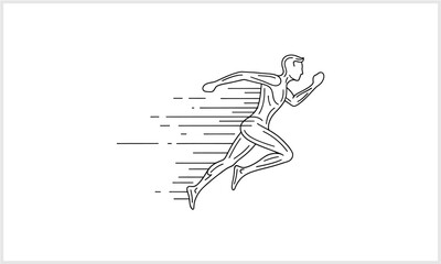 Fototapeta premium Dynamic Running Man Speed Icon Fast Athlete Sprinting Outline Motion Progress Concept logotypeicons.