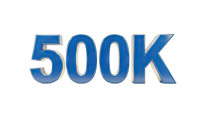 3D Blue 500K Text on White Background