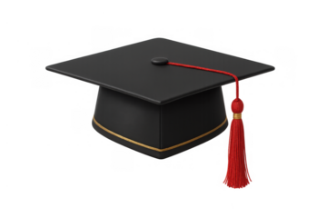 Graduation cap, a symbol of academic success and achievement, celebrating higher education milestones on a transparent background