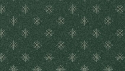 Seamless Snowflake Holiday Pattern on Dark Green Background