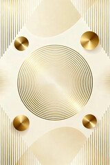 Luxurious Abstract Gold Background with Geometric Circles and Sleek Vertical Lines for Elegant Modern Design and Premium Visuals